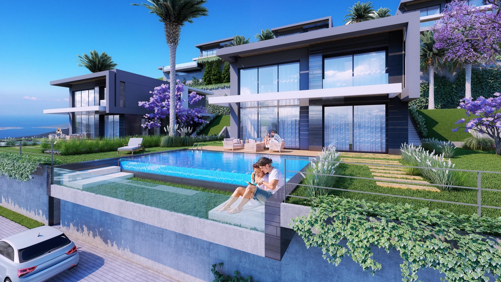 duplex house with swimming pool